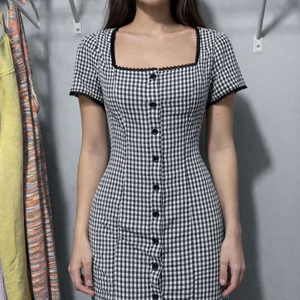 Classic Black and White Gingham Dress